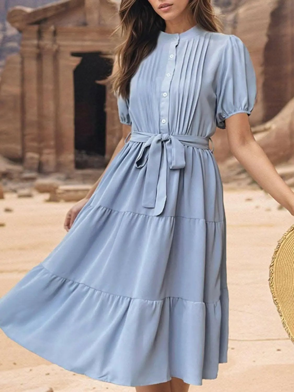 Elegant Tie Waist Midi Dress - Love Salve